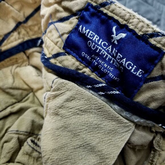 American Eagle Pants Mens 30x30 Brown Bootcut Khakis Straight Dark Wash Canvas - Picture 3 of 11